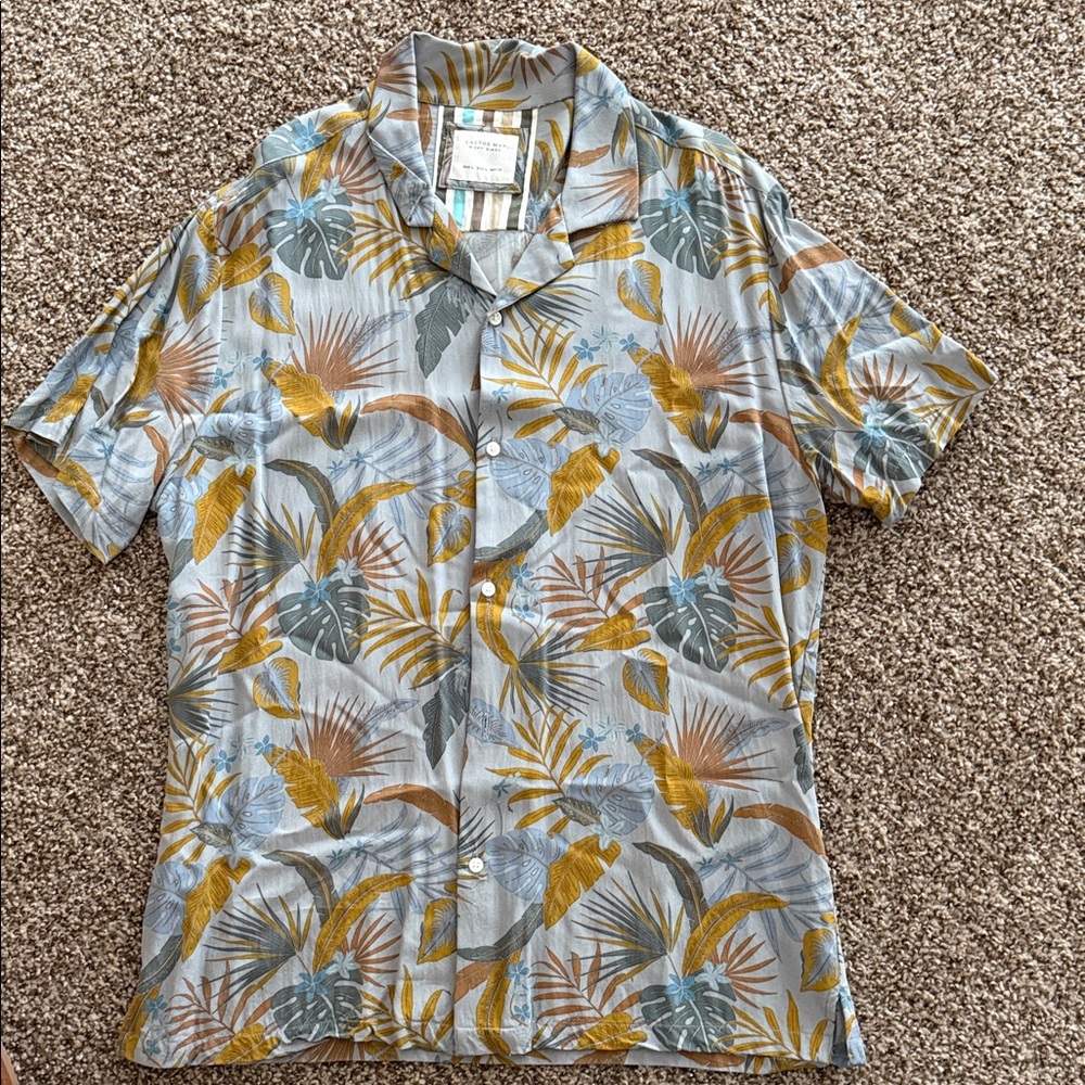 Men's Tropical Leaf Print Casual Shirt